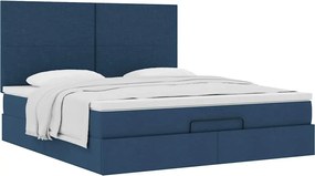 vidaXL Οθωμανικό κρεβάτι με στρώμα μπλε 160x200cm ύφασμα