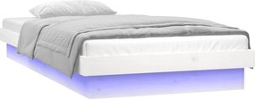 vidaXL Πλαίσιο Κρεβατιού LED Λευκό 90 x 190 εκ. Μονό Μασίφ Ξύλο