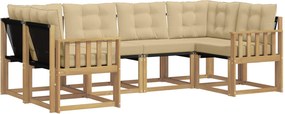vidaXL Σειρά Καναπέ Εξωτερικού με μαξιλάρι 6 pcs Λευκό και Μπεζ
