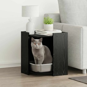 vidaXL Κλουβί για την αμυντική λεκάνη γάτας Μαύρη Δρυς
