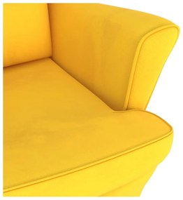 Κουνιστή Πολυθρόνα Κίτρινη Βελούδινη Πόδια από Καουτσούκ/Ξύλο - Κίτρινο