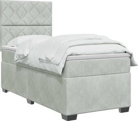 vidaXL Κρεβάτι box spring με στρώμα Ανοιχτό γκρι 80 x 200 cm Βελούδο