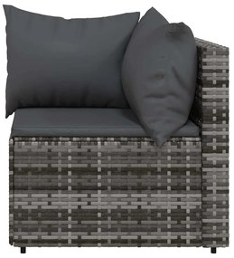 vidaXL Καναπέδες Κήπου Γωνιακοί 2 τεμ. Γκρι Συνθ. Ρατάν με Μαξιλάρια