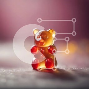 Intra Συλλεκτικό Ξύλινο Παζλ Plywood  4mm - Κόκκινο Gummy Bear σε πορτοκαλί φόντο Σε Ξύλινο Κουτί - Διαστάσεις: 10x10 cm – 25 κομμάτια