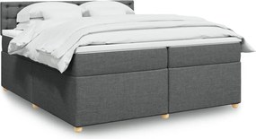 vidaXL Κρεβάτι Boxspring με Στρώμα Σκούρο Γκρι 200x200 εκ. Υφασμάτινο
