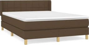 vidaXL Κρεβάτι Boxspring με Στρώμα Σκούρο Καφέ 140x200 εκ Υφασμάτινο