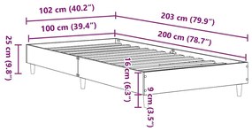 Πλαίσιο κρεβατιού χωρίς στρώμα Μαύρο 100x200 cm - Μαύρο