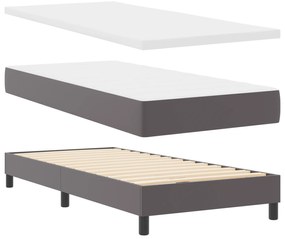 vidaXL Κρεβάτι Box Spring με Στρώμα Γκρι, 100 x 200 εκ, Συνθετική Δέρμα