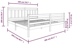 vidaXL Πλαίσιο Κρεβατιού 200 x 200 εκ. από Μασίφ Ξύλο