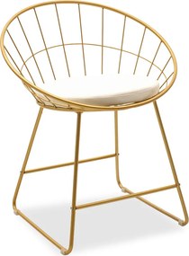 Καρέκλα Seth pakoworld μέταλλο χρυσό-μαξιλάρι PVC λευκό
