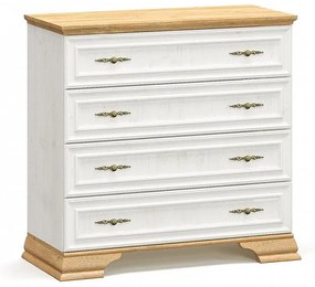 Συρταριέρα Jaden 4ων συρταριών golden oak-λευκό antique 93,5x39x88,5εκ