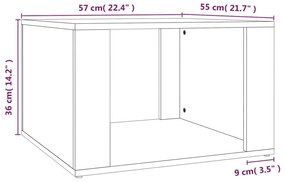 Κομοδίνο Καπνιστή Δρυς 57x55x36 εκ. από Επεξεργασμένο Ξύλο - Καφέ