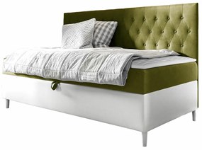 Κρεβάτι continental Baltimore 166, Μονόκλινο, Continental, Πράσινο, 90x200, Οικολογικό δέρμα, Ταπισερί, Τάβλες για Κρεβάτι, 98x202x115cm, 79 kg
