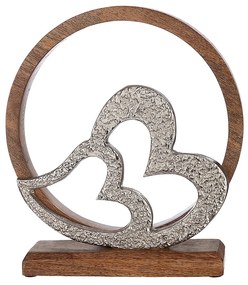 Διακοσμητικό ArteLibre Καρδιές Σε Κύκλο Ασημί/Φυσικό Αλουμίνιο/Ξύλο 5x24x26cm