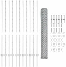 vidaXL Φράκτης με Στυλό Γαλβανισμένος Χάλυβας 25 x 1.2 μ Ατσάλι