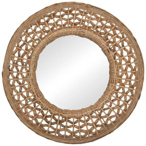 Καθρέπτης Mazun Inart ξύλο σε φυσική απόχρωση Φ60x8εκ 60x60x8 εκ.