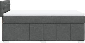 vidaXL Κρεβάτι Boxspring με Στρώμα Σκούρο Γκρι 100x200 εκ. Υφασμάτινο