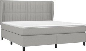 vidaXL Κρεβάτι Boxspring με Στρώμα Ανοιχτό Γκρι 180x200 εκ. Υφασμάτινο