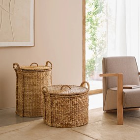 Στρογγυλό καλάθι με καπάκι από υάκινθο ύψους 60 εκ., Tima