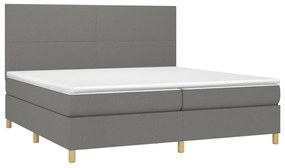 Κρεβάτι Boxspring με Στρώμα &amp; LED Σκ.Γκρι 200x200εκ. Υφασμάτινο - Γκρι