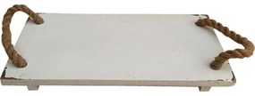 Vekrakis Δίσκος Ξύλινος με Λαβές 38x18x3 cm Λευκό