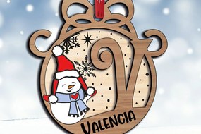 Σετ των 3 Intra απο ξύλο plywood 3mm-4mm πάχος Χριστουγεννιάτικο γράμμα V Snowman Holiday Δίασταση 8x8 cm INTRAFABR-110792620