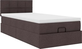 vidaXL Οθωμανικό κρεβάτι με στρώμα σκούρο καφέ 90x200cm ύφασμα