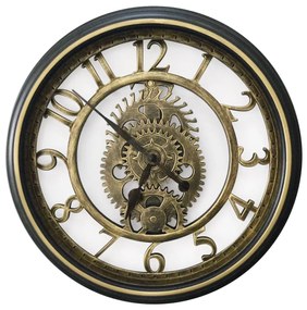 Ρολόι Τοίχου Χρυσό/Μαύρο Πλαστικό Φ50.8cm