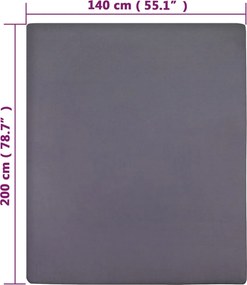 vidaXL Σεντόνια Με Λάστιχο 2 τεμ. Ανθρακί 140x200 εκ. Βαμβακερό Ζέρσεϊ