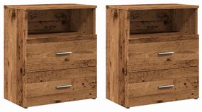 vidaXL Κομοδίνα 2 τεμ. Όψη Παλαιού Ξύλου 50x32x60 εκ. από Επεξ. Ξύλο