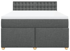 vidaXL Κρεβάτι Boxspring με Στρώμα Σκούρο Γκρι 160x200 εκ Υφασμάτινο