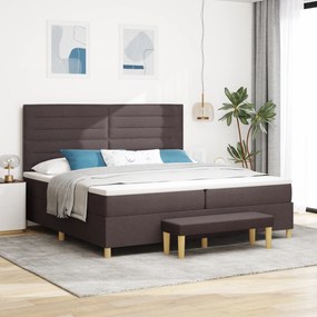vidaXL Κρεβάτι Box Spring με Στρώμα & Πάγκο Σκούρο Καφέ 200x200 cm Ύφασμα