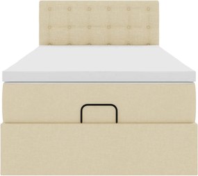 vidaXL Οθωμανικό κρεβάτι με στρώμα Cream 90x200cm ύφασμα