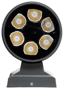 GloboStar WALLLIGHT-SONA 90481 Φωτιστικό Τοίχου - Απλίκα LED 12W 1080lm 5° DC 24V Αδιάβροχο IP67 Μ9.5 x Π13 x Υ11cm Θερμό Λευκό 2700K - Γκρι Ανθρακί - 3 Years Warranty - 90481