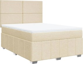 vidaXL Κρεβάτι Boxspring με Στρώμα Κρεμ 140x190 εκ. Υφασμάτινο