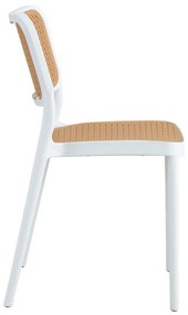 Καρέκλα Poetica pakoworld με UV protection PP μπεζ-λευκό 42x52x81εκ. - Πολυπροπυλένιο - 262-000007