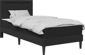 vidaXL Σκελετός κρεβατιού με στρώμα Μαύρο 90 x 200 cm Τεχνητό Δέρμα