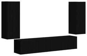 vidaXL Σετ τοίχου για τηλεόραση 4 pcs Μαύρο Επεξεργασμένο ξύλο