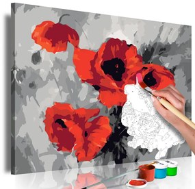 Πίνακας ζωγραφικής με αριθμούς Μπουκέτο με παπαρούνες - 60x40