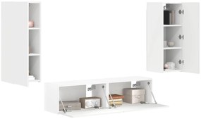 vidaXL Σετ επίπλου τηλεόρασης Επιτοίχιο 2 pcs Λευκό Επεξεργασμένο ξύλο