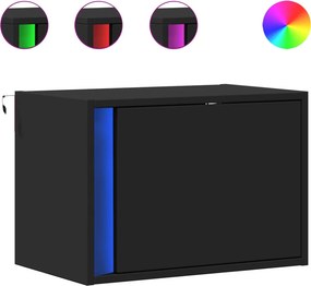 vidaXL Κομοδίνα Επιτοίχια με Φώτα LED 2 τεμ. Μαύρα