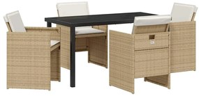 vidaXL Σέτ φαγητού για κήπο 5 pcs Μπεζ συνθετικό ρατάν