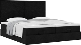 vidaXL Οθωμανικό κρεβάτι με στρώματα Μαύρο 180x200cm Ύφασμα