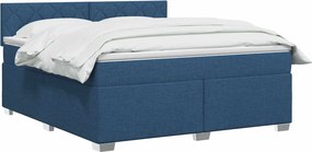 vidaXL Κρεβάτι box spring με στρώμα Μπλε 140 x 190 cm Ύφασμα