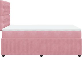 vidaXL Κρεβάτι Boxspring με Στρώμα Ροζ 120x200 εκ. Βελούδινο
