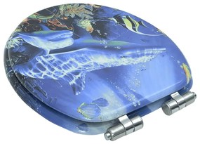 vidaXL Κάλυμμα Λεκάνης με Καπάκι Soft Close Σχέδιο Δελφίνια από MDF