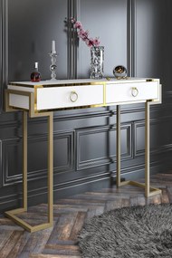 Stewehome Κονσόλα με λευκή και χρυσή βάση Λευκό 125x95x95 cm