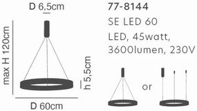 Γραμμικό Φωτιστικό SE LED 60 AMAYA PENDANT NICKEL MAT Ε5 - Μέταλλο - 77-8144