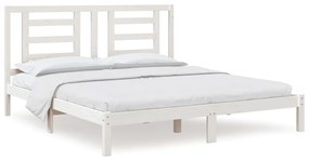 vidaXL Πλαίσιο Κρεβατιού Λευκό 180 x 200 εκ. Μασίφ Ξύλο Super King