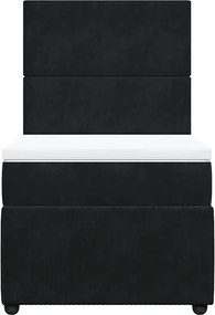 vidaXL Κρεβάτι Boxspring με Στρώμα Μαύρο 100x200 εκ. Βελούδινο